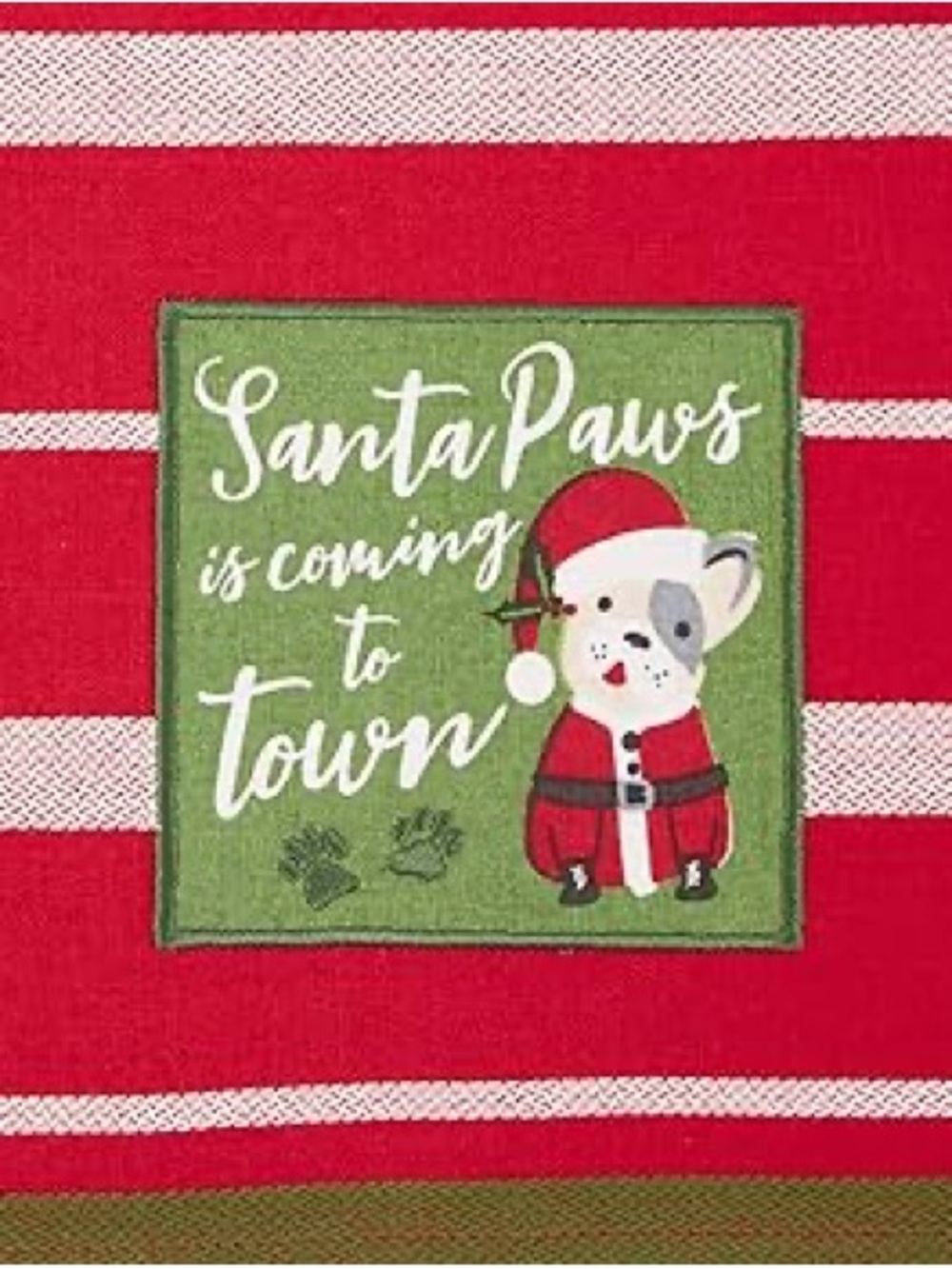 Santa Paws Holiday Dog Kitchen Towel - Red & Green